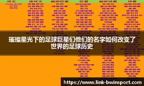 璀璨星光下的足球巨星们他们的名字如何改变了世界的足球历史